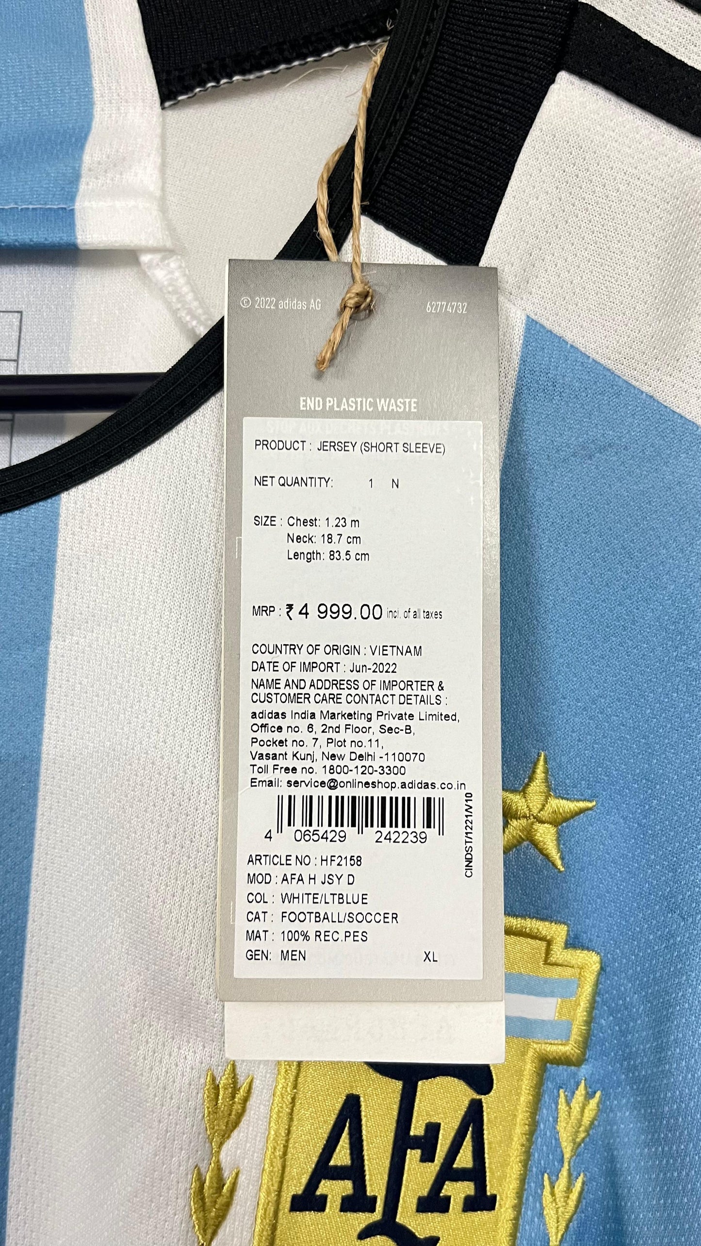 Argentina 2022-23 XL size home shirt BNWT